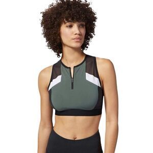 Reebok Women's One Series Colorblock Crop Top Size Large  Green Black Mesh
